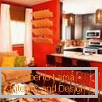 Wohnküche in orange Farbe