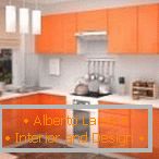 Einfache Küche in orange Farbe