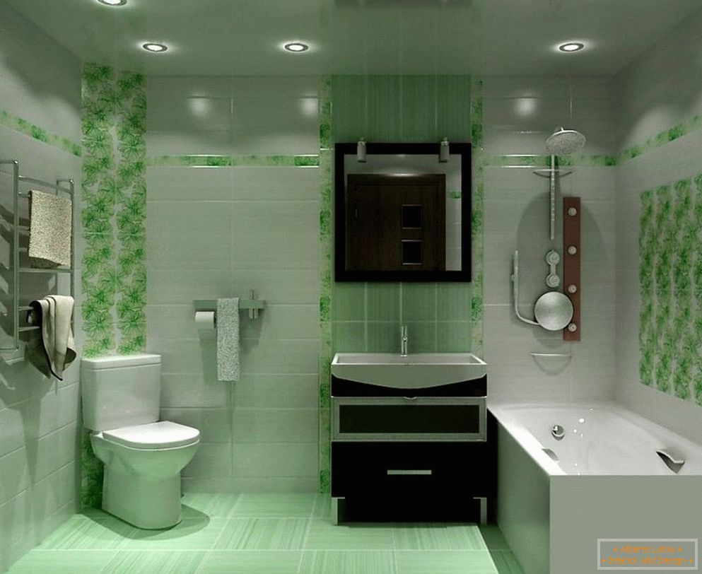 Ein Badezimmer in Grüntönen