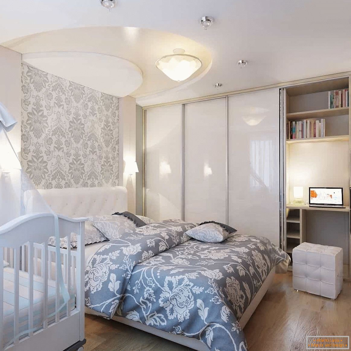 Schlafzimmer 4 mal 4 Meter mit einem Kinderbett