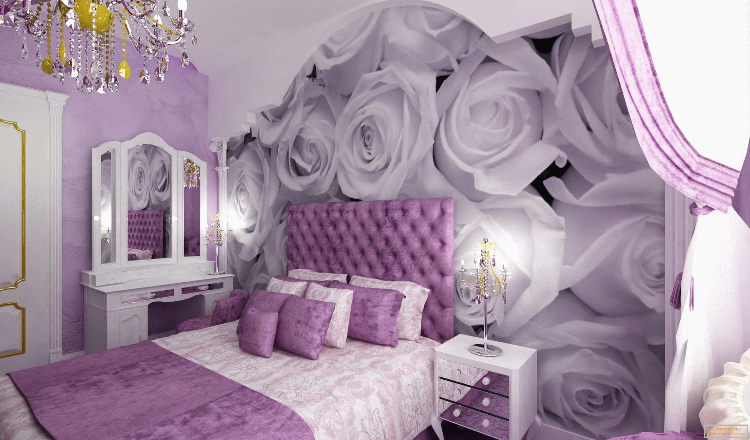 Rosen an der Schlafzimmerwand
