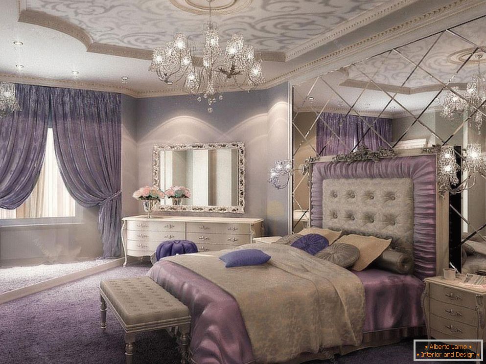 Lila Schlafzimmer im klassischen Stil