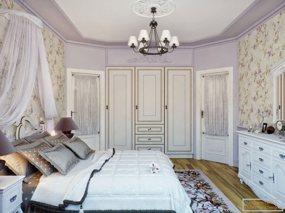 Lila Schlafzimmer im Provence Stil