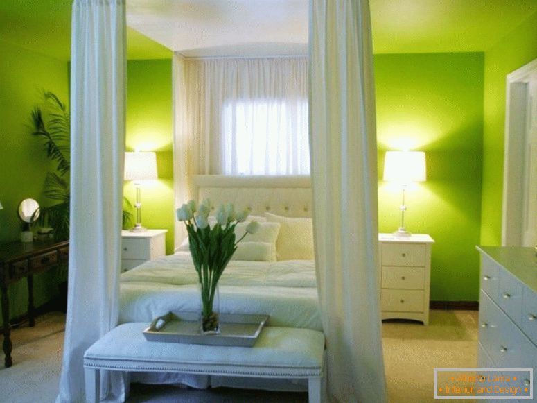 Beleuchtung в спальне зеленого цвета