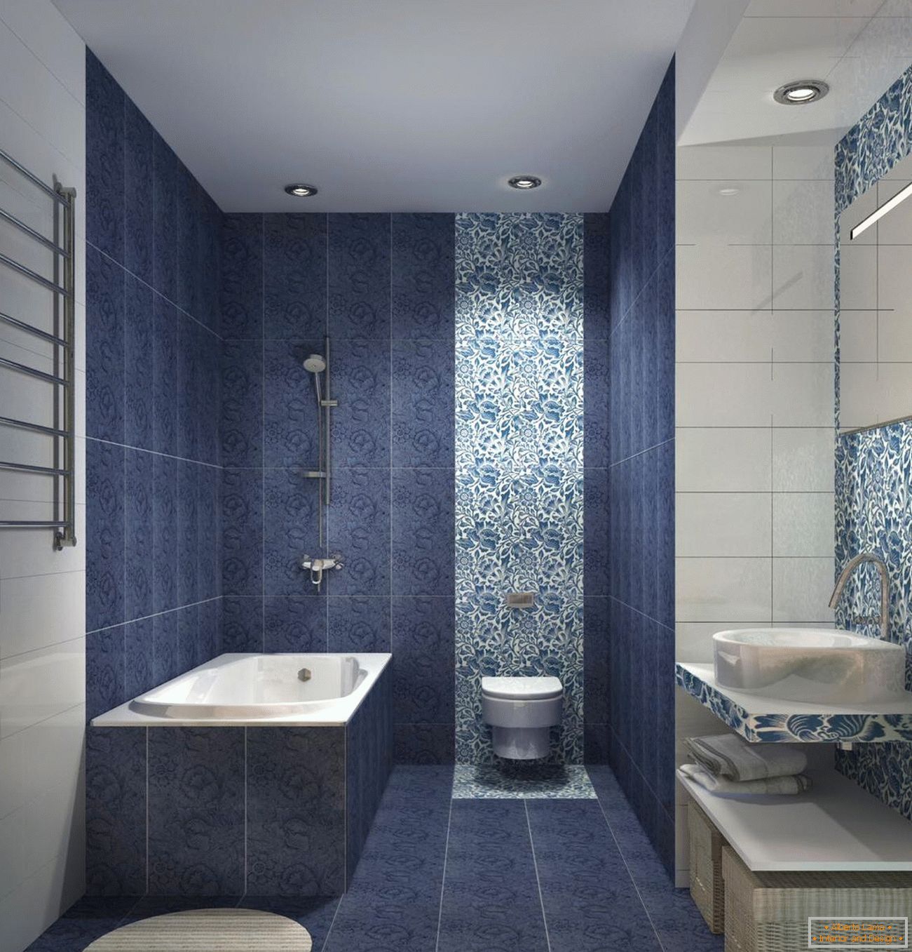 Design eines schmalen Badezimmers