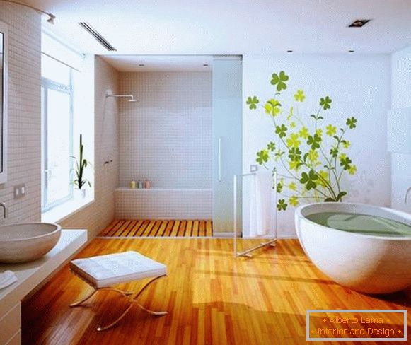 Badezimmerdesign mit Holzböden
