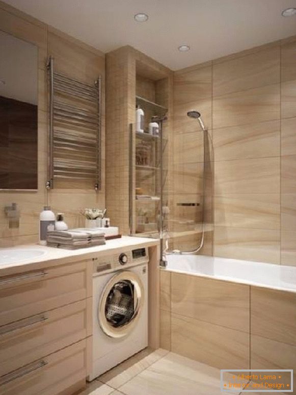 Design eines Badezimmers mit Toilette und Waschmaschine, Foto 17