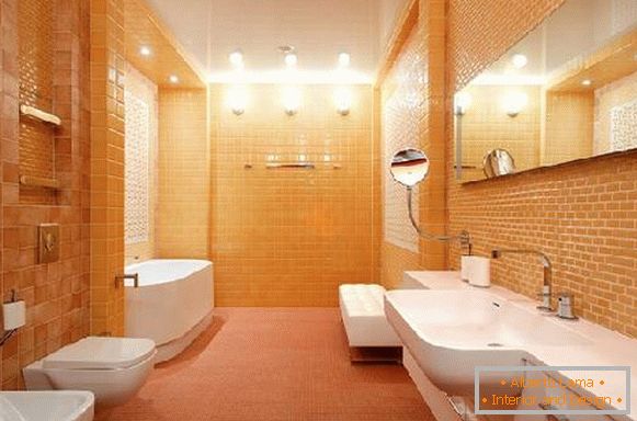 Entwurf eines schmalen Badezimmers kombiniert mit einer Toilette, Foto 36