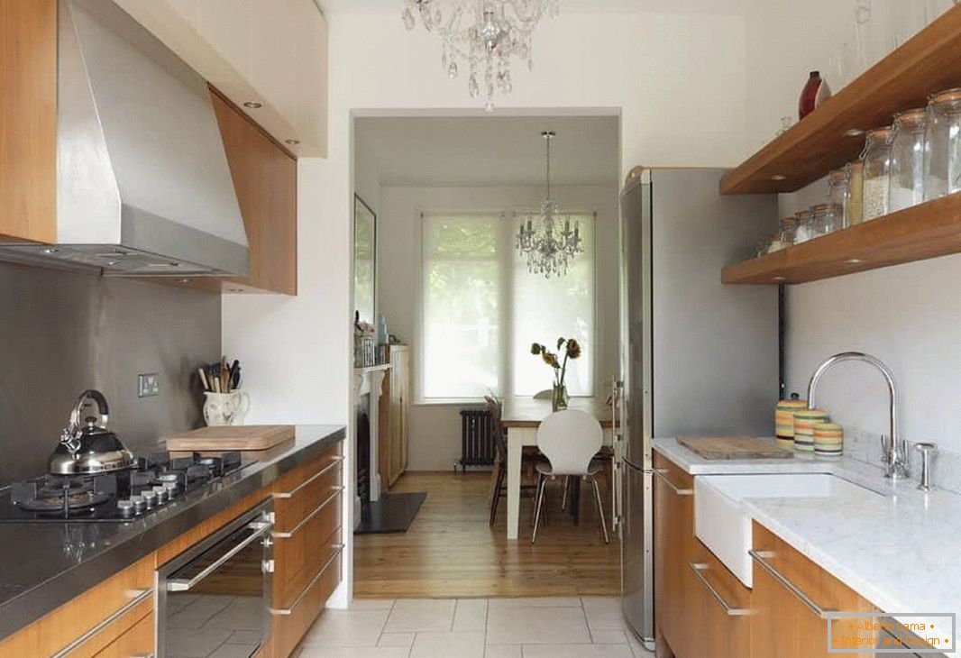 Design Küche-Wohnzimmer langgestreckte Form