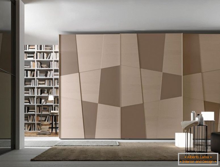 Kleiderschrank-Tür-Designs-für-Schlafzimmer-wunderschöne-geometrische-Muster-Kleiderschrank-Schiebetür-Möbel-plus-große-Bücherregale-und-Creme-Teppich-in-Master-Schlafzimmer