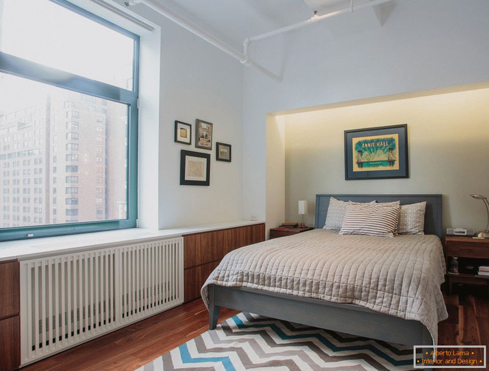 Schlafzimmer einer stilvollen Maisonette in Manhattan