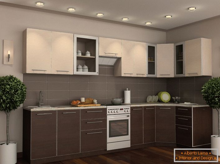 Küchenset Wenge in Kombination mit sorgfältig ausgewählten dekorativen Elementen macht den Raum elegant und stilvoll.