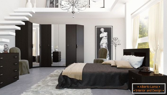 Noble Wenge ist ideal für die Dekoration eines Art-Deco-Schlafzimmer.