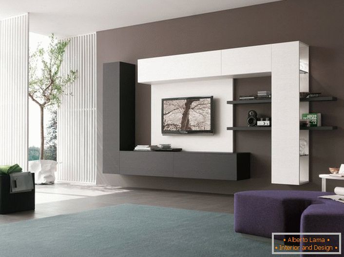 Eine interessante Kombination aus weißen und schwarzen Möbeln im Stil