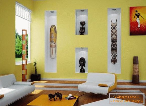Ethnischer Innenraum mit einem afrikanischen Dekor