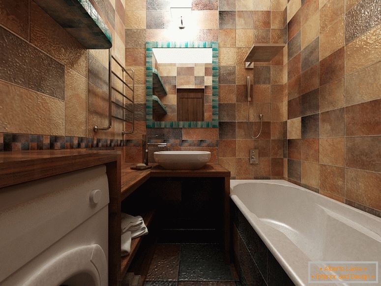 Stilvolles Badezimmer in Bronzefarbe