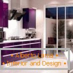Design der violetten Küche со шкафом-купе