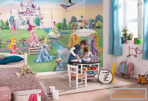 Tapeten in einem Kinderzimmer für Jungen und Mädchen, Foto 20