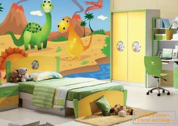 Dinosaurier Tapeten in einem Kinderzimmer, Foto 44