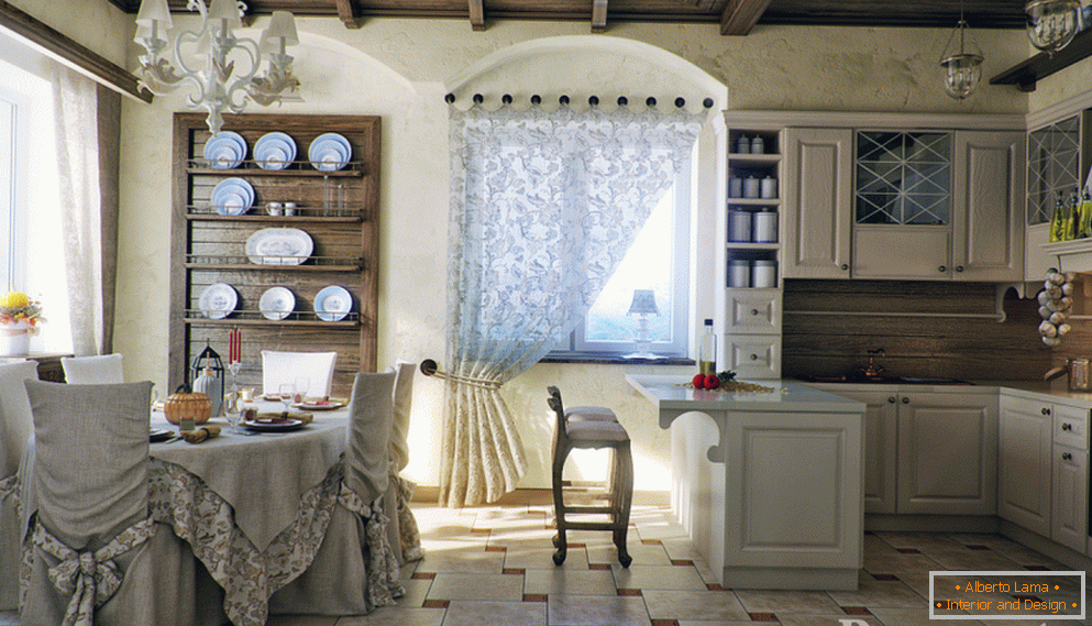 Innenraum der Küche im französischen Stil