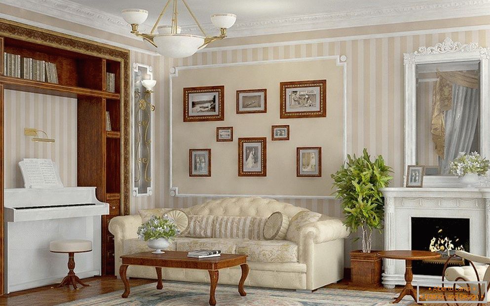Dekoration des Wohnzimmers im französischen Stil