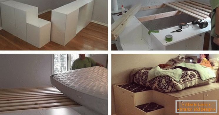 Bett in einem kleinen Schlafzimmer von IKEA