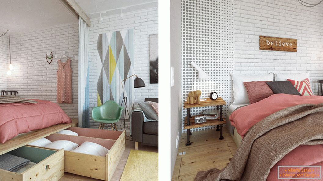 Schlafzimmerdesign in einer kleinen Wohnung in Moskau