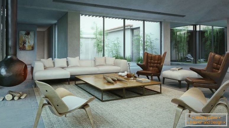 modern-Sofa-mit-Holz-Couchtisch-auch-braun-Ohrensessel-auch-Kamin