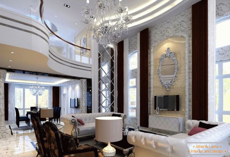 neoklassizistisches Villa-Wohn-Esszimmer-Modell