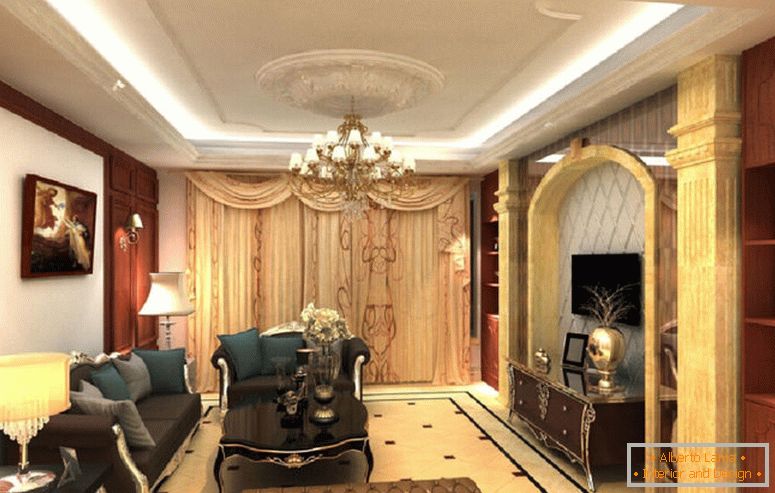 3D-europäischen-Wohnzimmer-neoklassisch