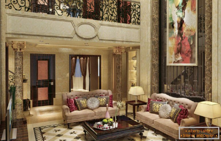 Villa-Design-neoklassizistisch-Wohnzimmer