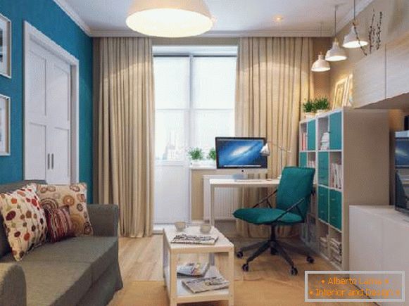 , Design eines Wohnzimmers mit einem Arbeitsbereich Foto Foto 101