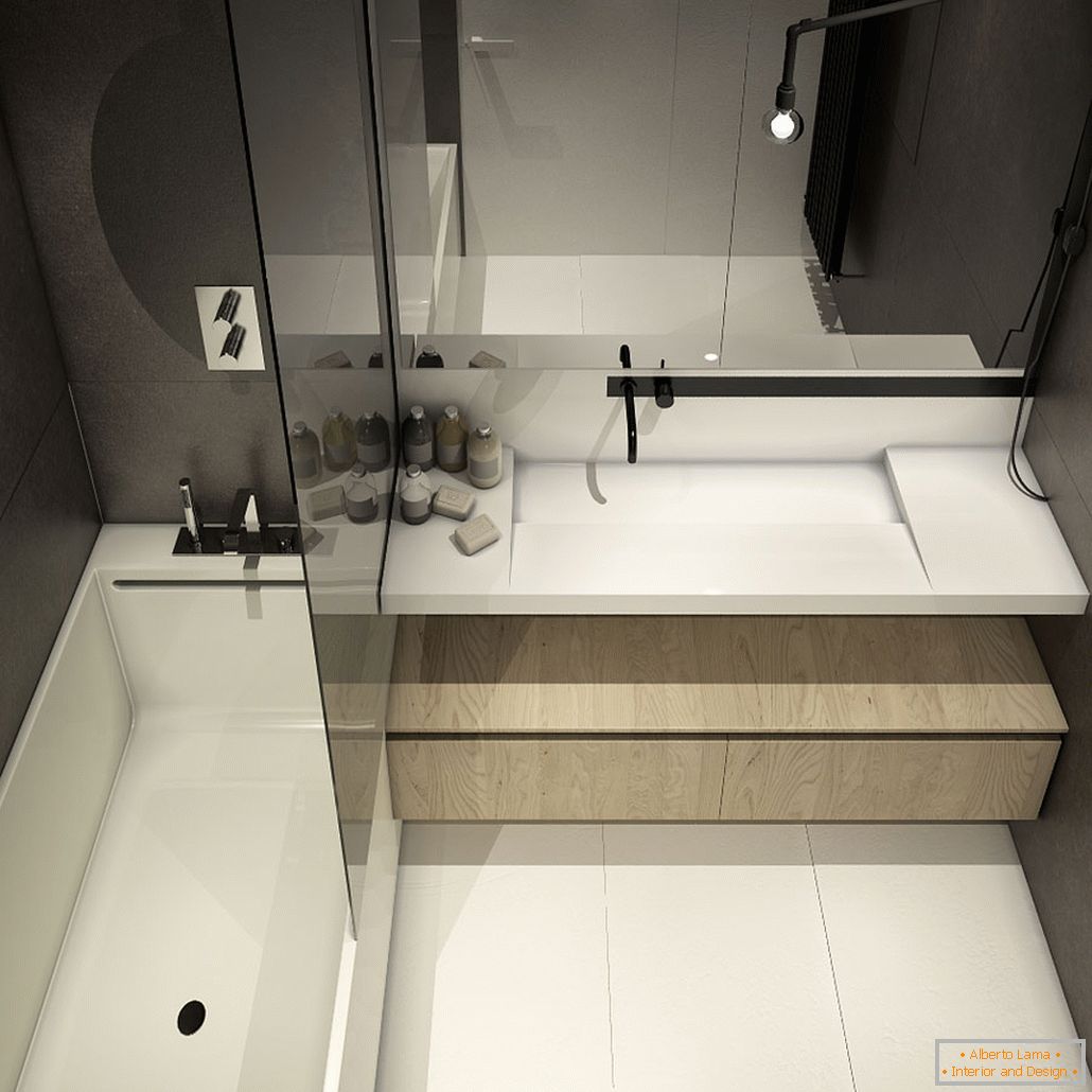 Badezimmerdesign für eine kleine Wohnung im Loftstil - фото 2