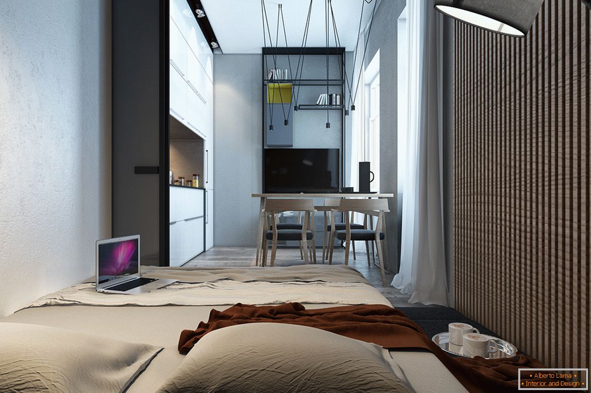 Design eines Schlafzimmers für eine kleine Wohnung im skandinavischen Stil - фото 2