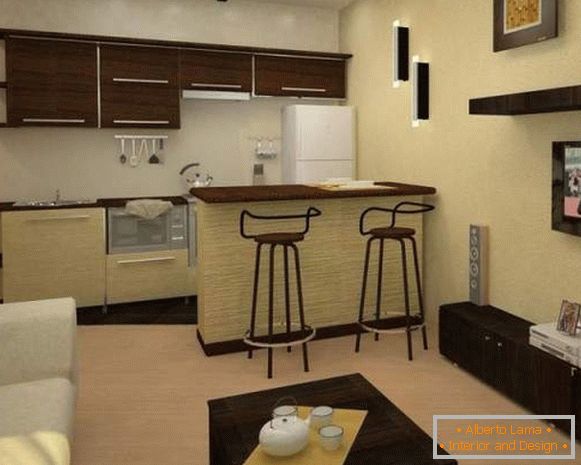 Kleine Einzimmer-Studio-Apartments - Fotodesign im modernen Stil