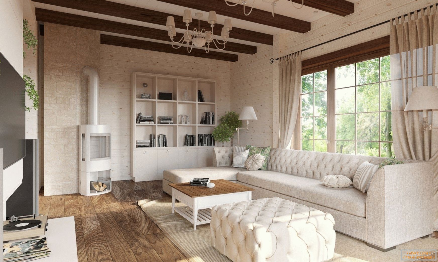 Weißes Holz im Wohnzimmer