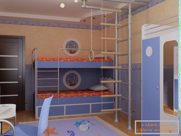 Innenraum eines Kinderzimmers für einen Schüler, Foto 57