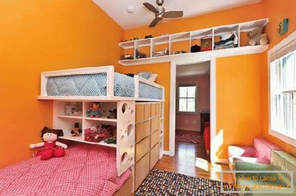 Innenräume von Kinderzimmern für zwei von ihnen unterschiedlichen Geschlechts, Foto 28