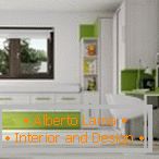 Die Kombination von Grün und Weiß im Design der Wohnung