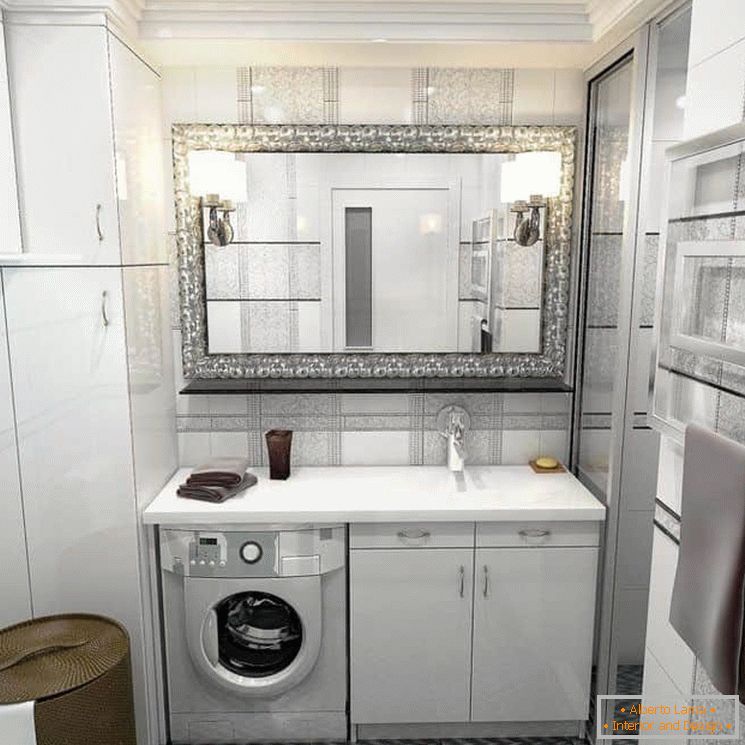 Badewanneя комната совмещенная с туалетом и стиральная машина под раковиной