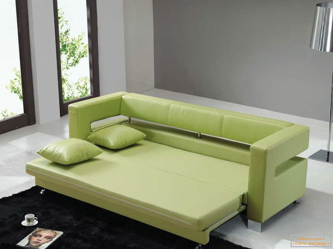 Einziehbares Sofa in grünem Öko-Leder