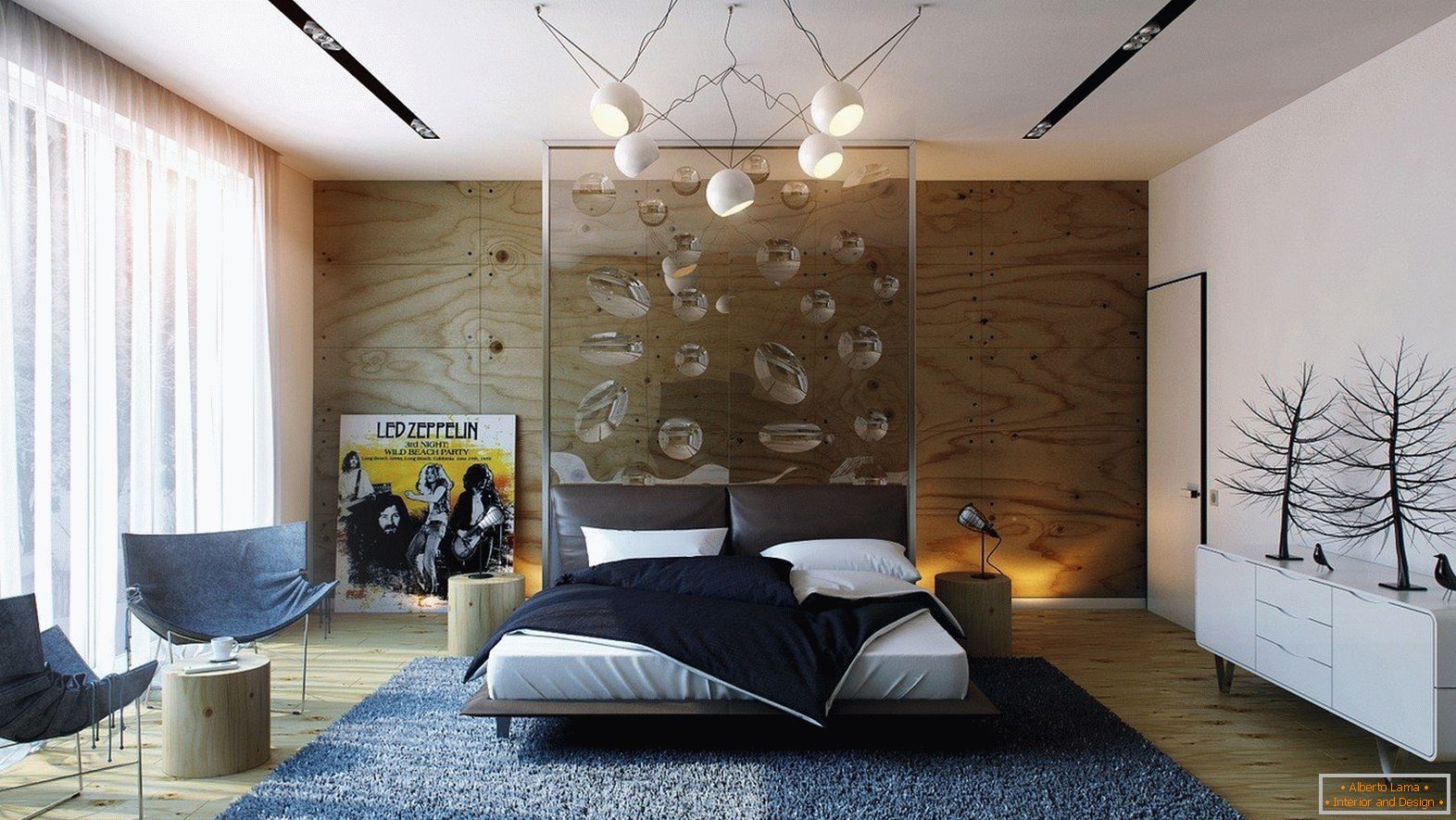 Modernes Design des Schlafzimmerinnenraums
