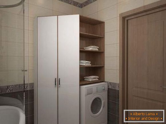 Entwurf eines Badezimmers in einem hruschevka mit einer Waschmaschine, Foto 16