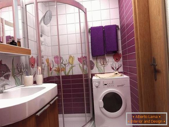 Entwurf eines Badezimmers in einem hruschevka mit einer Waschmaschine, Foto 30