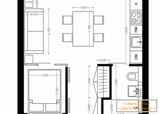 Planenировка двухкомнатной квартиры в стиле лофт