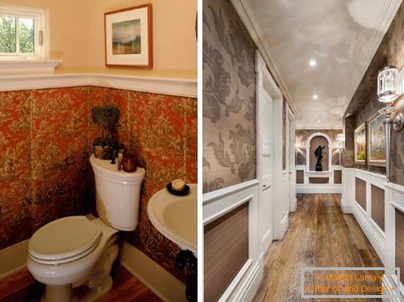 Wie man Tapeten miteinander kombiniert - ein Foto von einem Badezimmer und einem Korridor