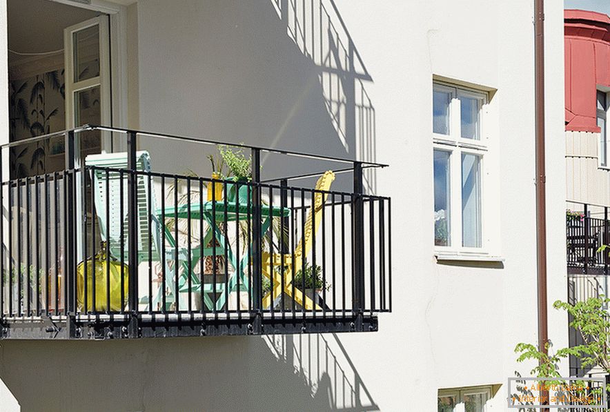 Balkon der Einzimmerwohnung in Göteborg