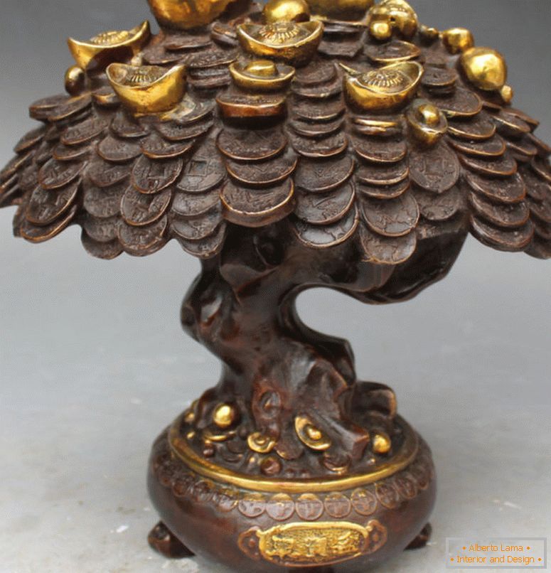 10-Chinese-Bronze-Schwein-Feng Shui-Laki-Reichtum-Geld-Yuanbao-Münze-Baum-Skulptur