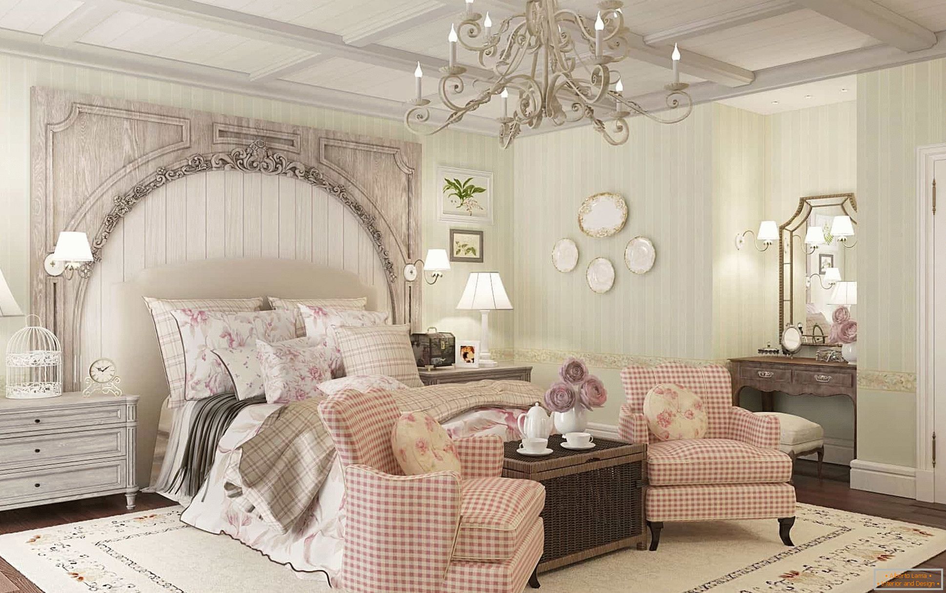 Romantisches Schlafzimmer im provenzalischen Stil