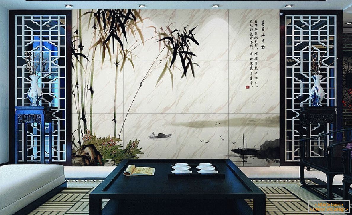 Eleganter Wanddekor mit einem Bild aus Bambus